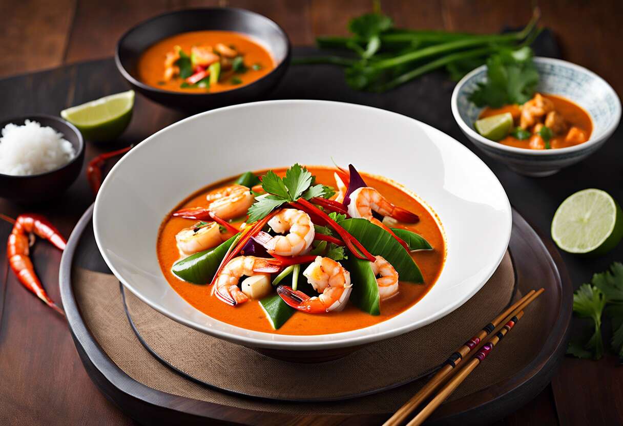 Exotisme asiatique : wok crevettes-lait de coco-curry rouge facile